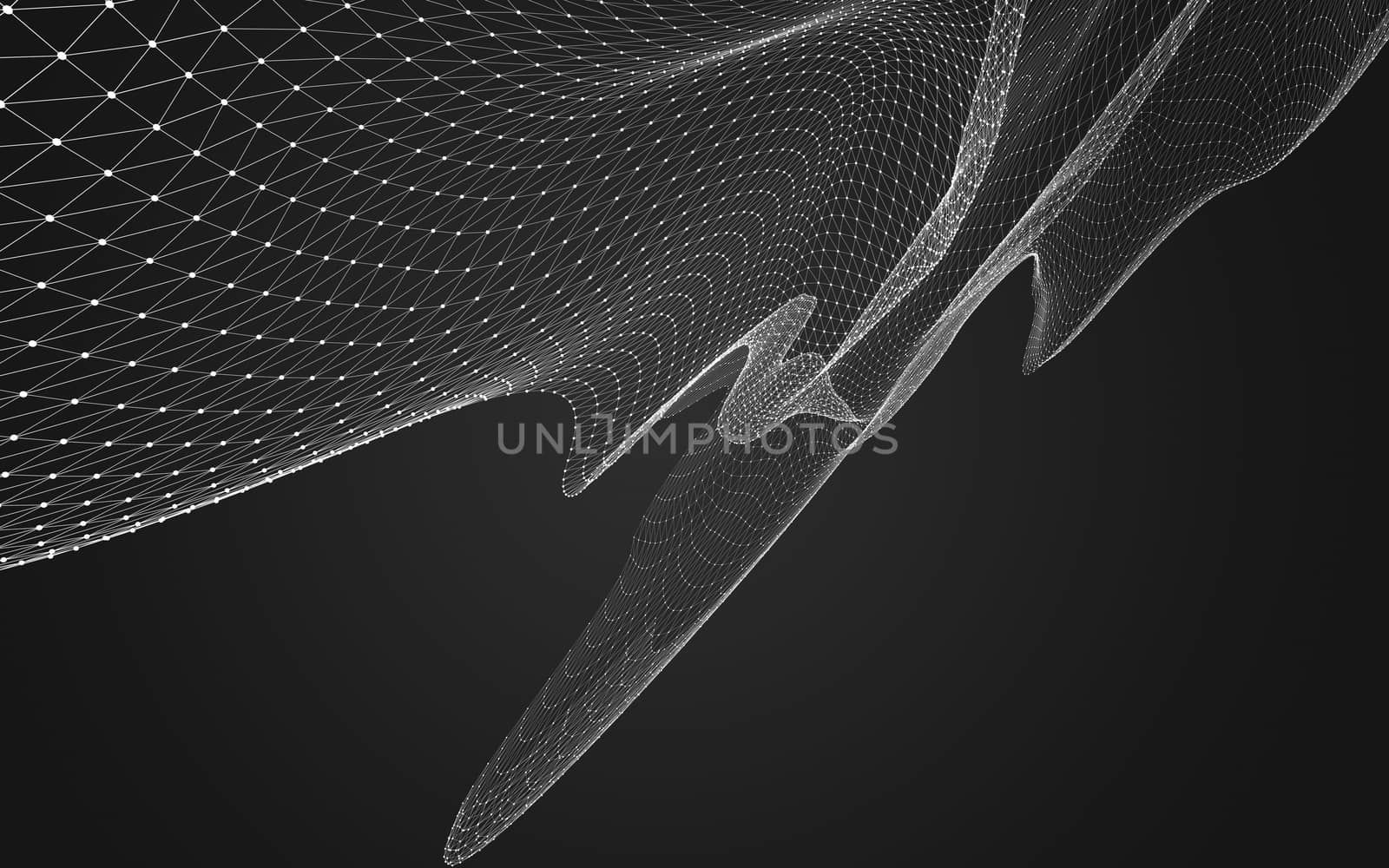 Abstract polygonal space low poly dark background with connecting dots and lines. Connection structure. 3d rendering