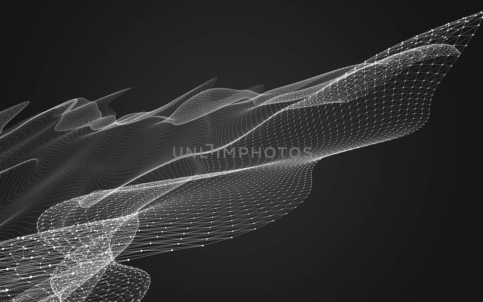 Abstract polygonal space low poly dark background with connecting dots and lines. Connection structure. 3d rendering