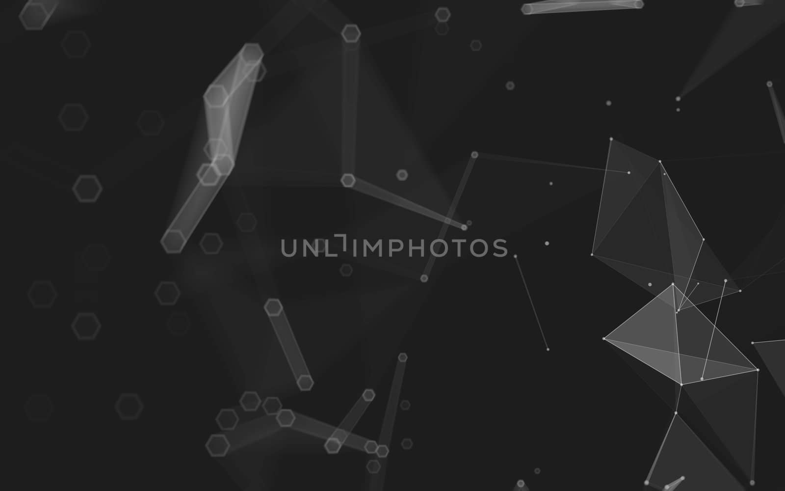 Abstract polygonal space low poly dark background with connecting dots and lines. Connection structure. 3d rendering