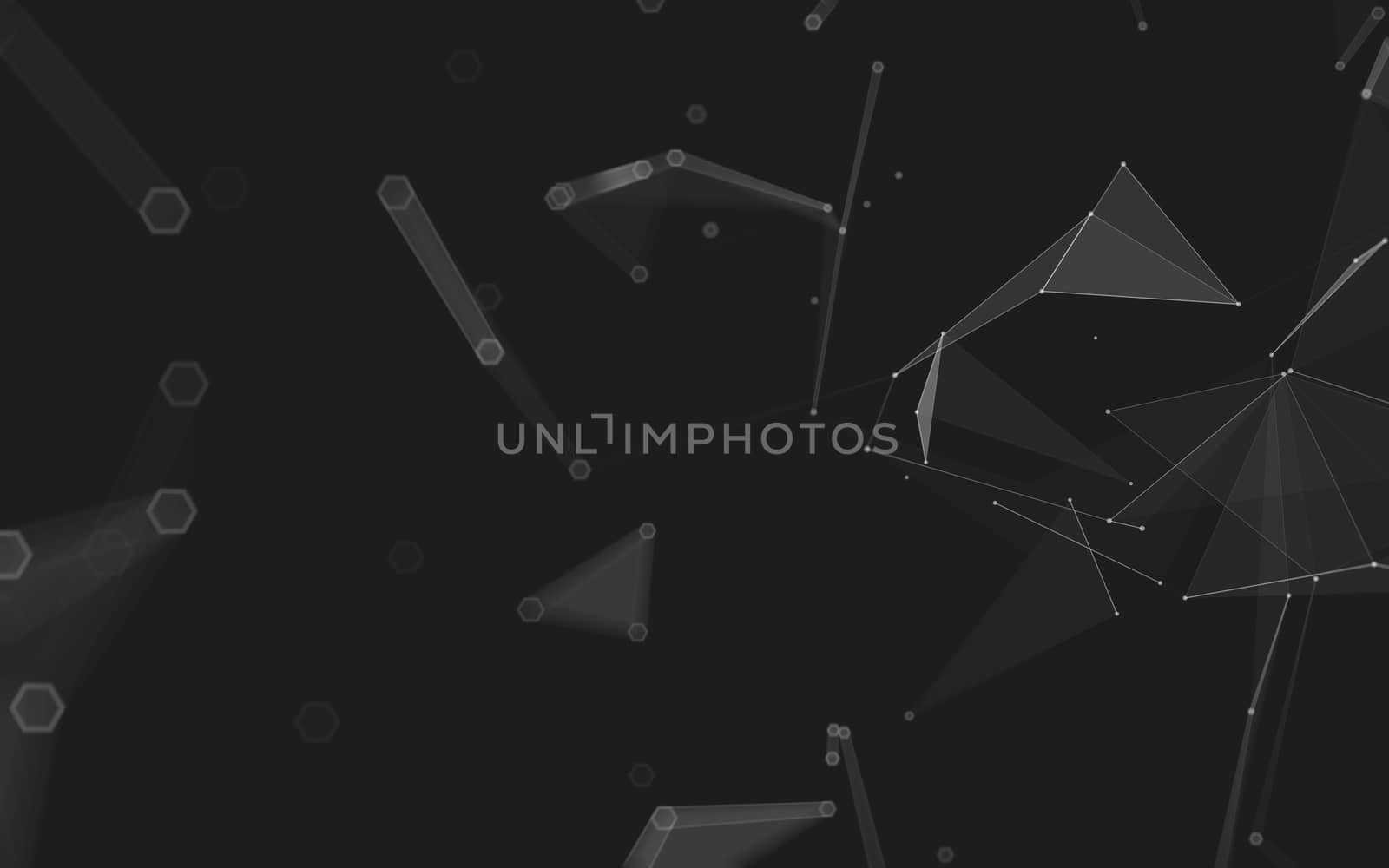 Abstract polygonal space low poly dark background with connecting dots and lines. Connection structure. 3d rendering