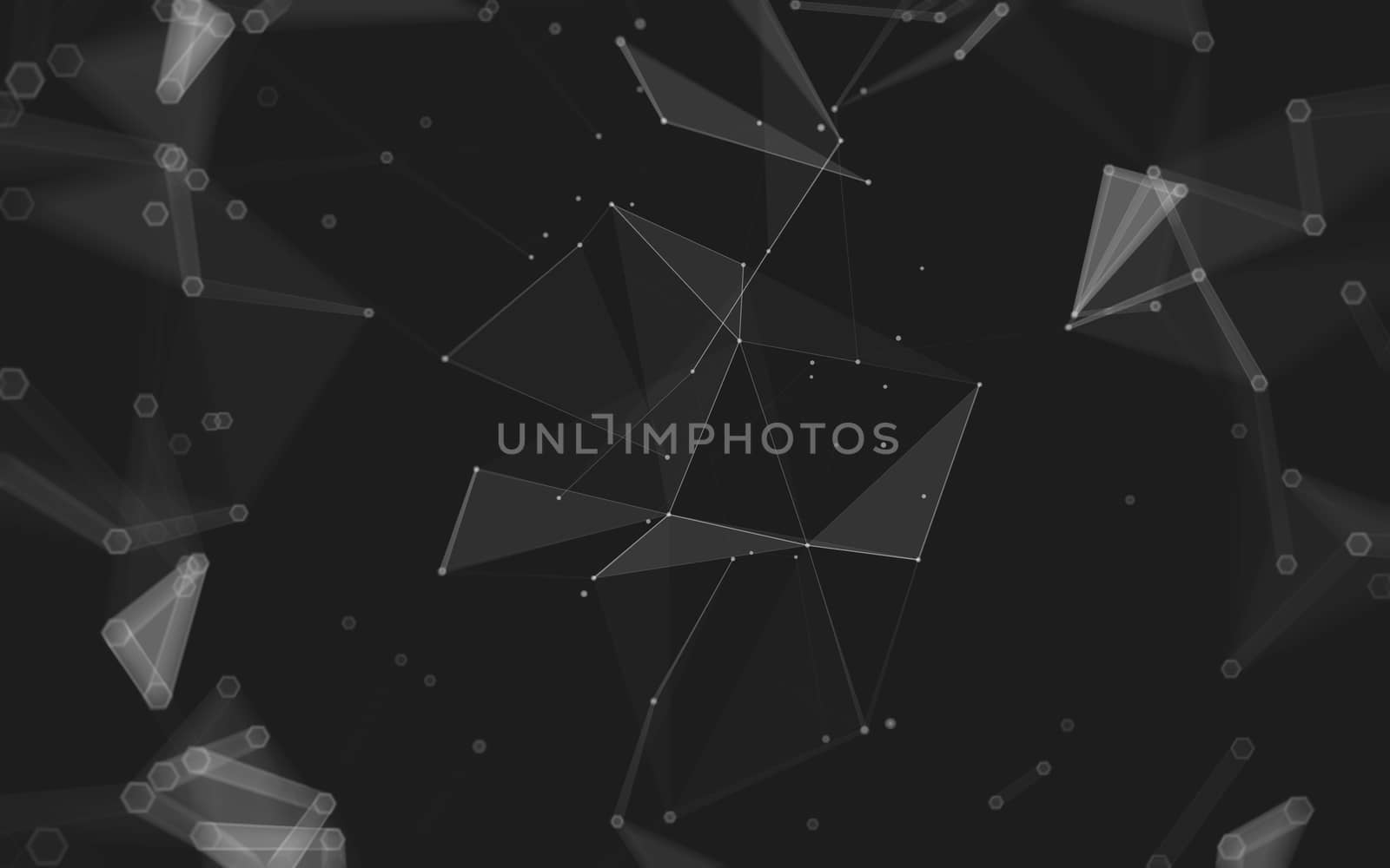 Abstract polygonal space low poly dark background with connecting dots and lines. Connection structure. 3d rendering