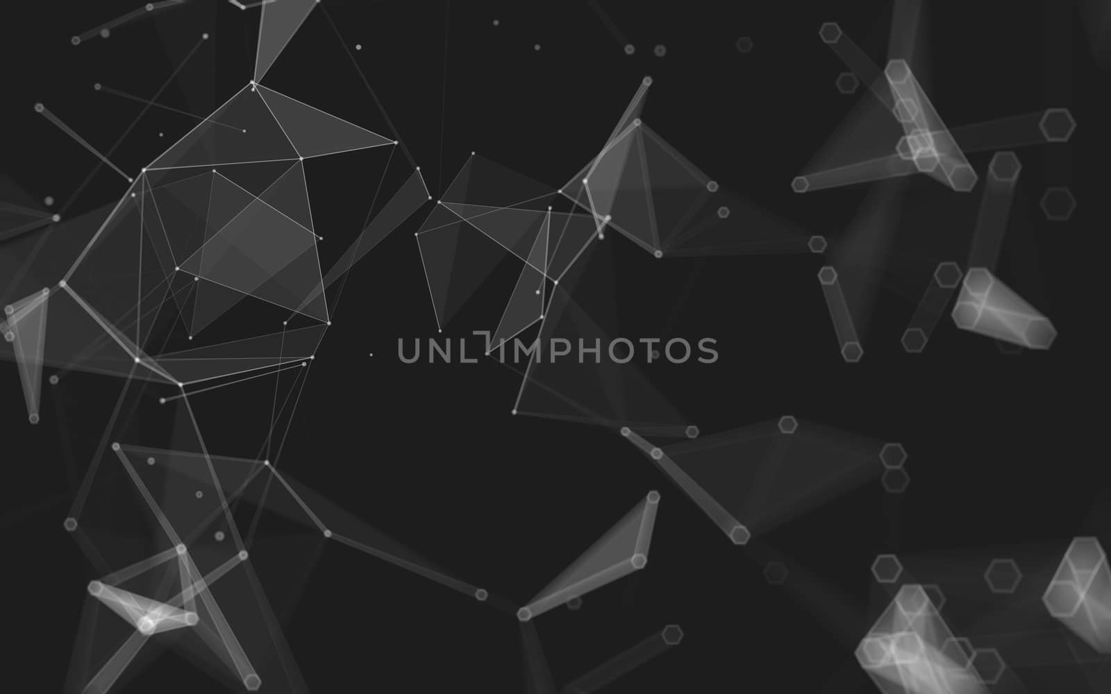 Abstract polygonal space low poly dark background with connecting dots and lines. Connection structure. 3d rendering