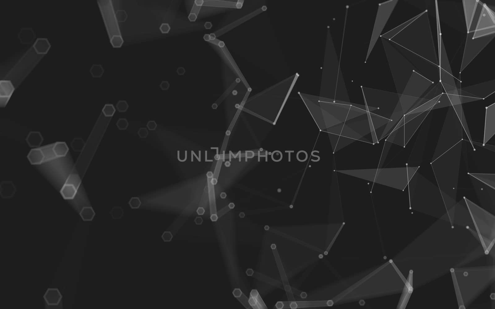 Abstract polygonal space low poly dark background with connecting dots and lines. Connection structure. 3d rendering