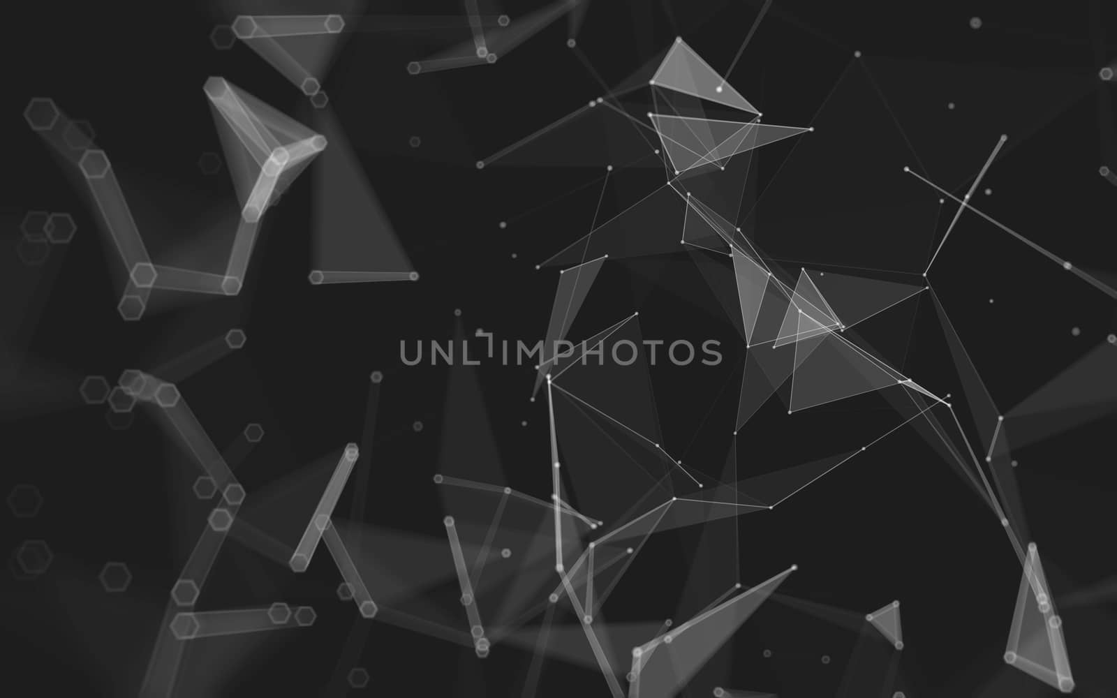 Abstract polygonal space low poly dark background with connecting dots and lines. Connection structure. 3d rendering