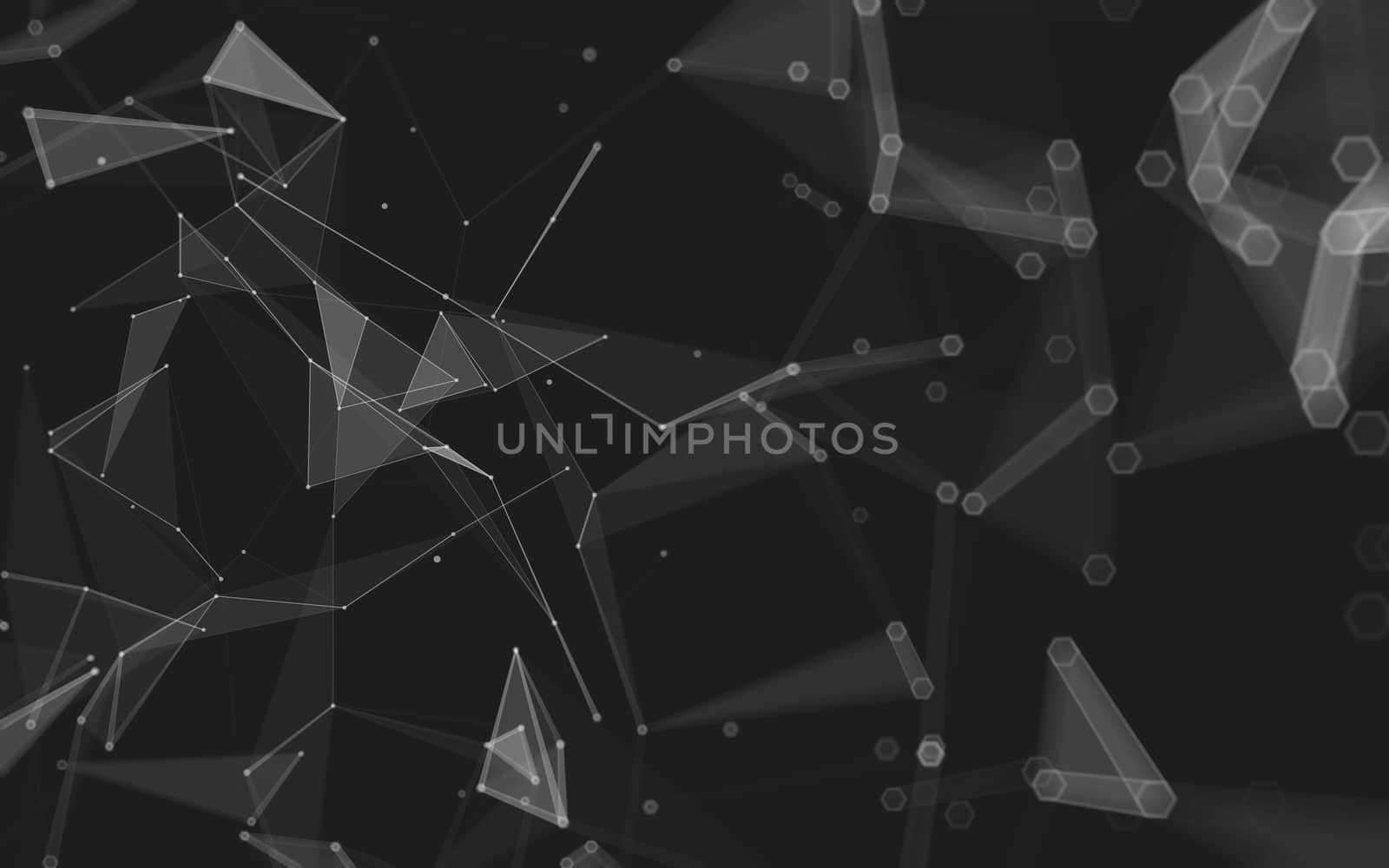 Abstract polygonal space low poly dark background with connecting dots and lines. Connection structure. 3d rendering