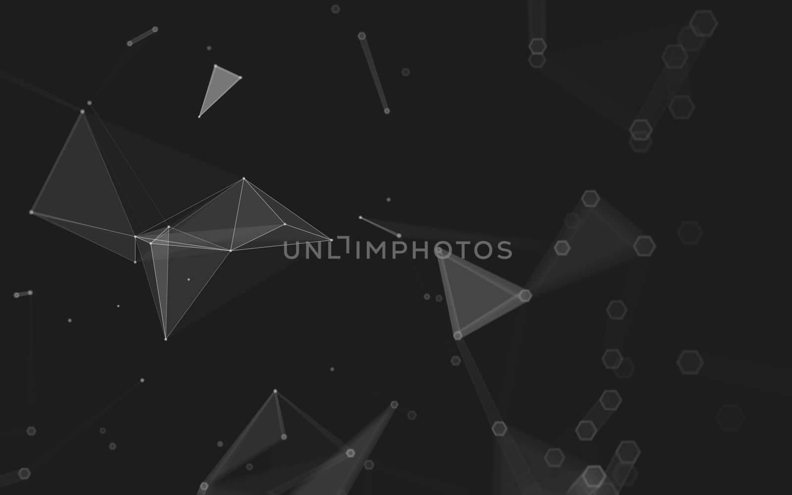 Abstract polygonal space low poly dark background with connecting dots and lines. Connection structure. 3d rendering