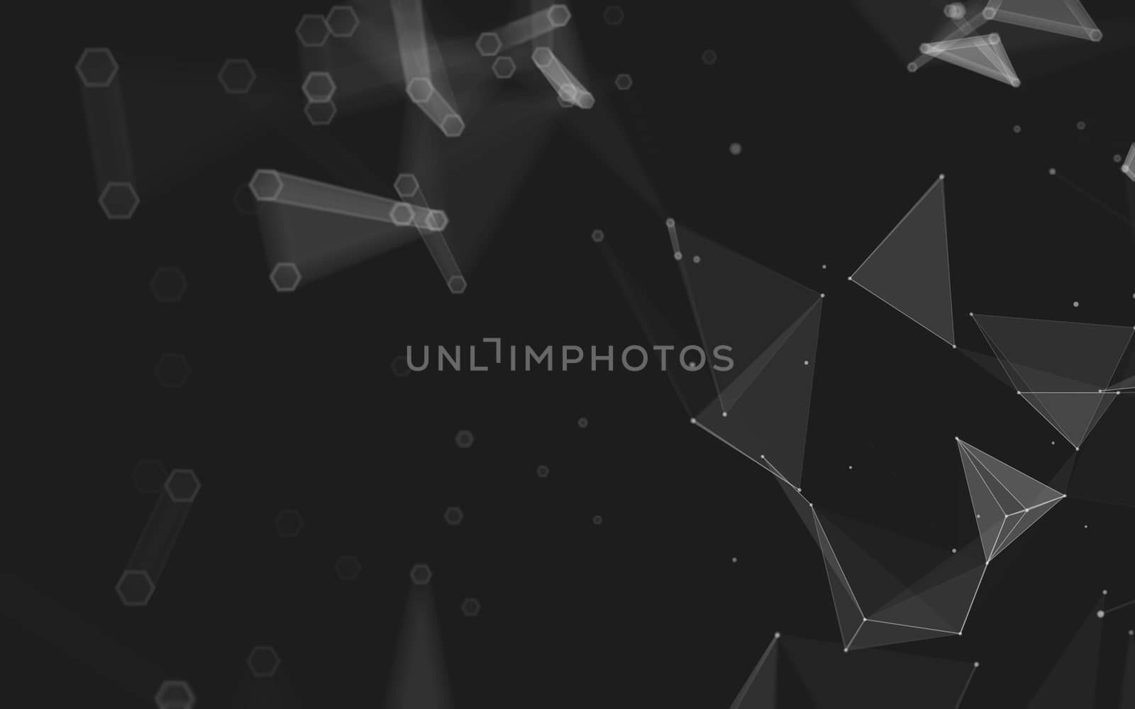 Abstract polygonal space low poly dark background with connecting dots and lines. Connection structure. 3d rendering