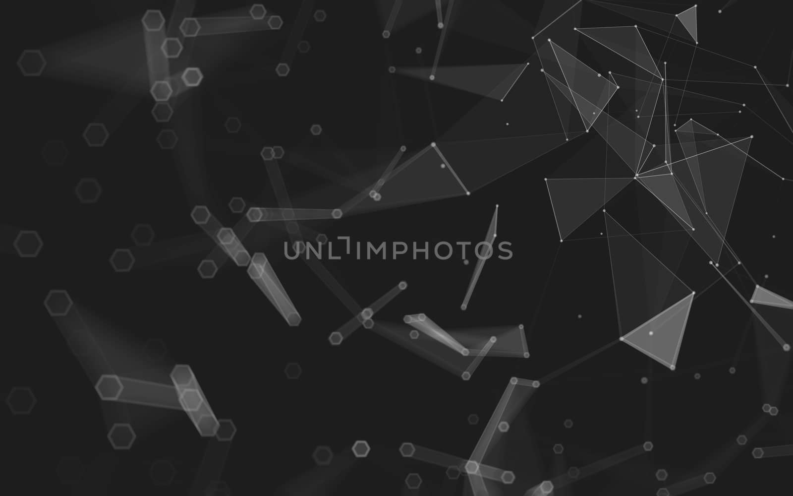 Abstract polygonal space low poly dark background with connecting dots and lines. Connection structure. 3d rendering