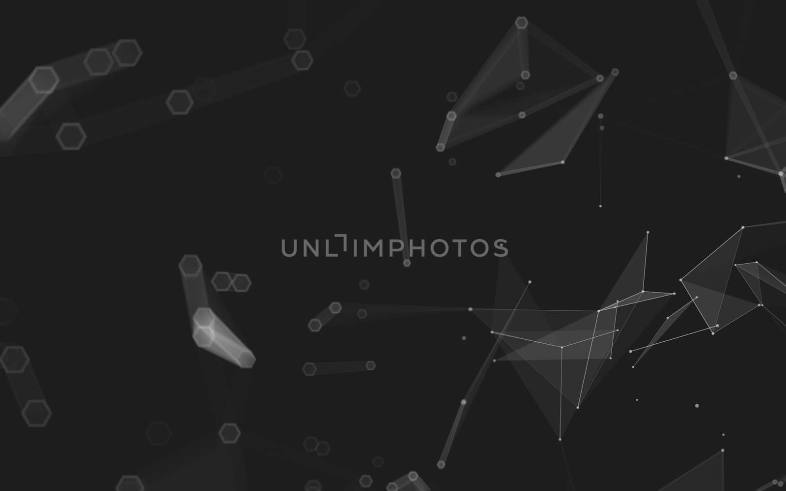 Abstract polygonal space low poly dark background with connecting dots and lines. Connection structure. 3d rendering