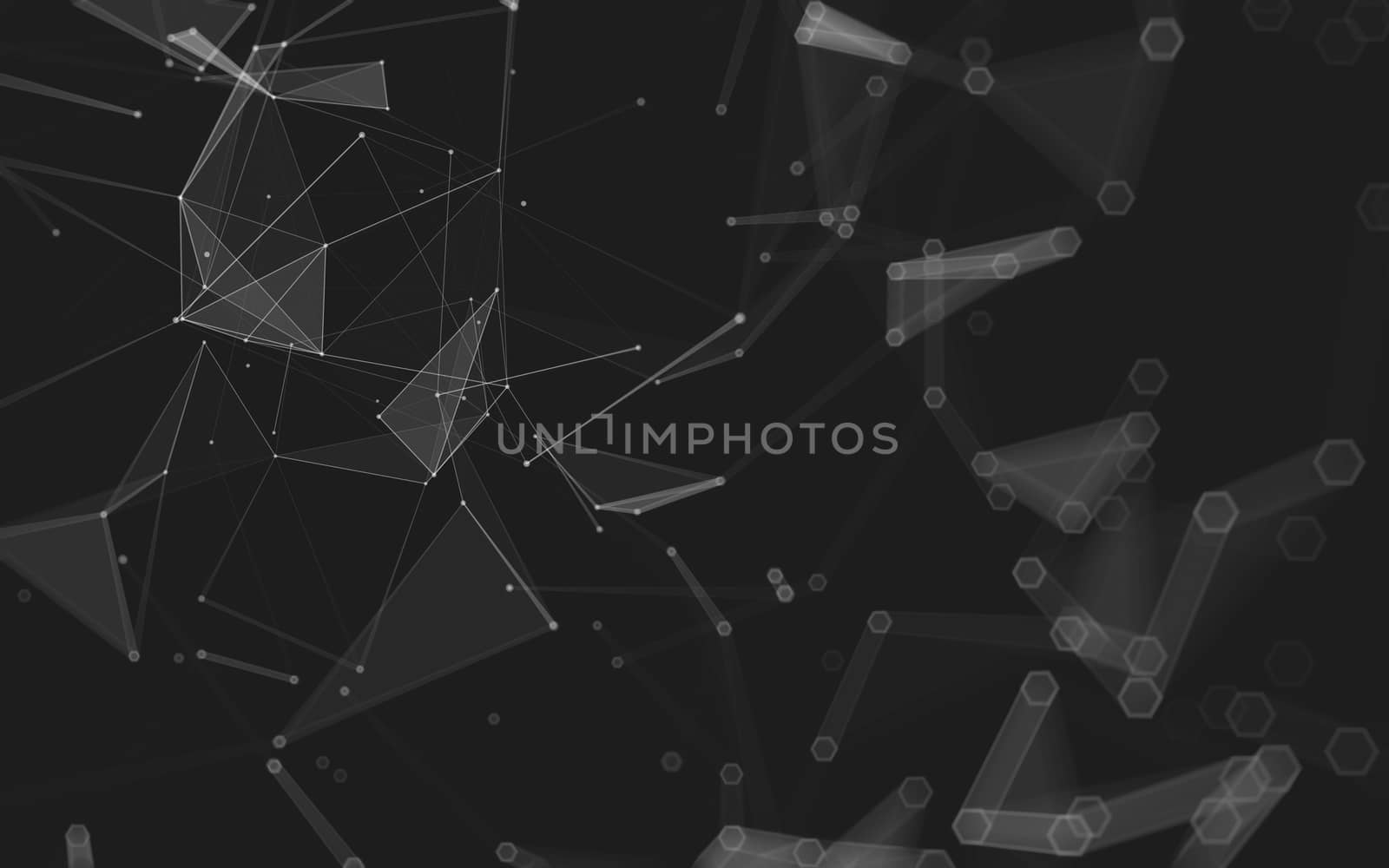 Abstract polygonal space low poly dark background with connecting dots and lines. Connection structure. 3d rendering