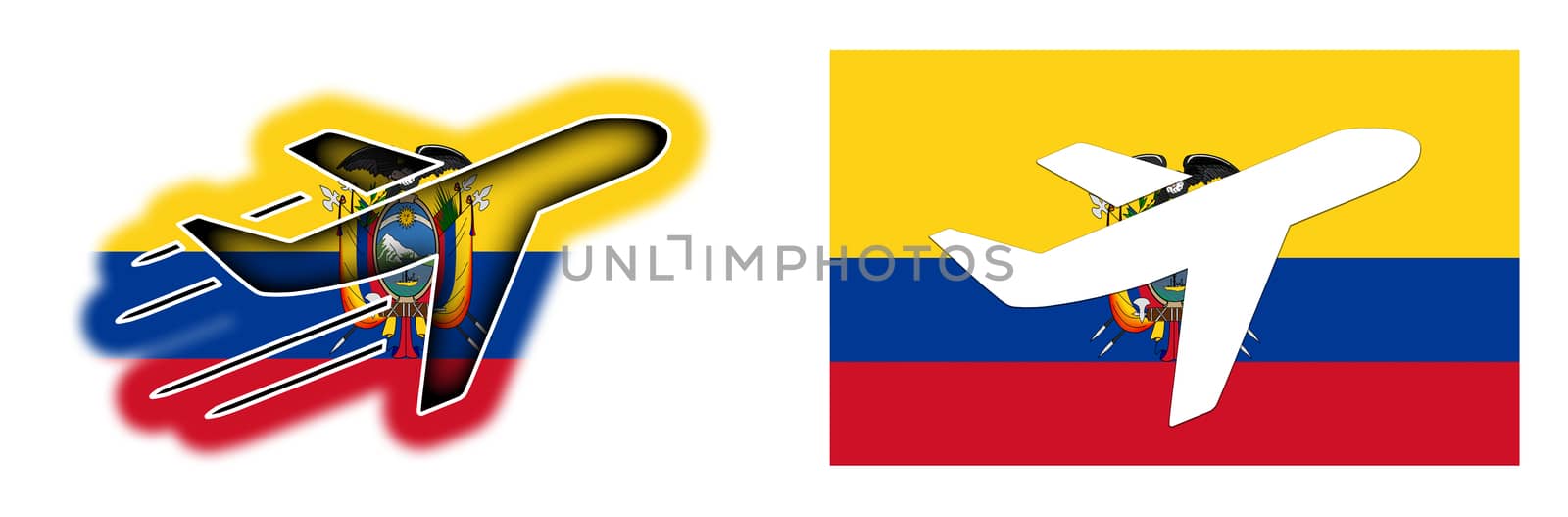 Nation flag - Airplane isolated on white - Ecuador