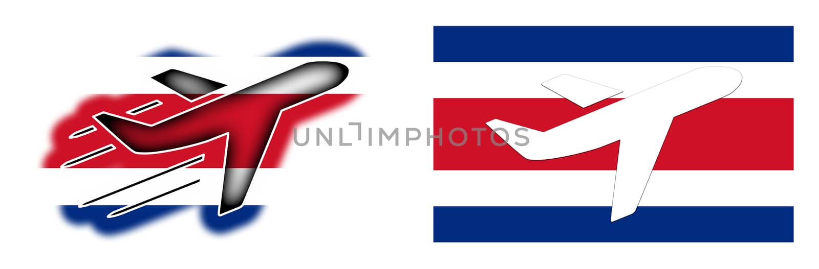 Nation flag - Airplane isolated - Costa Rica by michaklootwijk