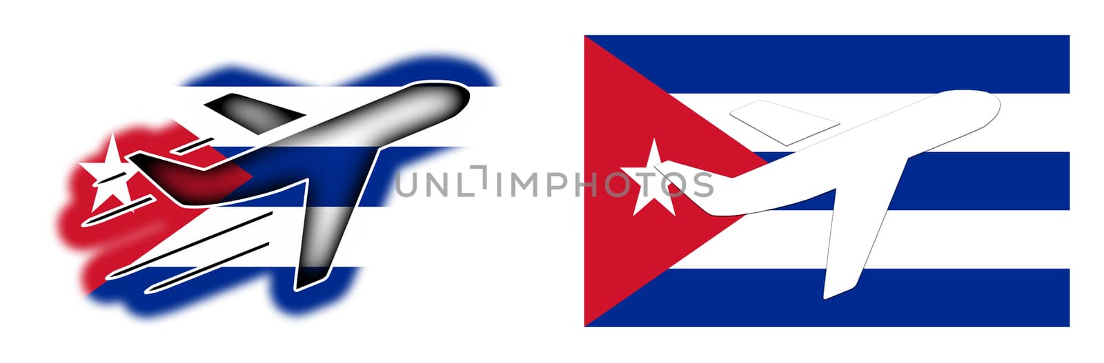 Nation flag - Airplane isolated on white - Cuba