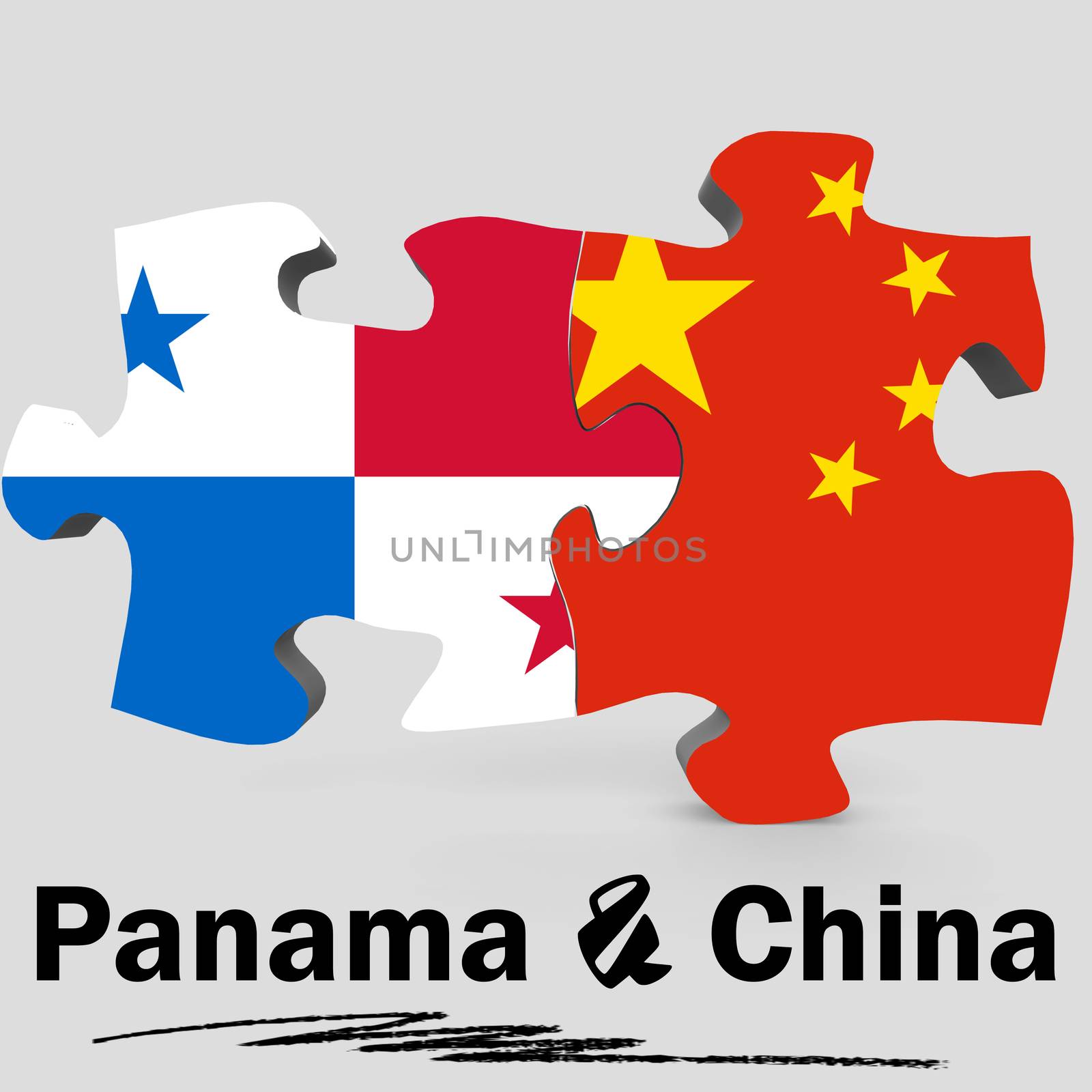 China and Panama flags in puzzle by tang90246