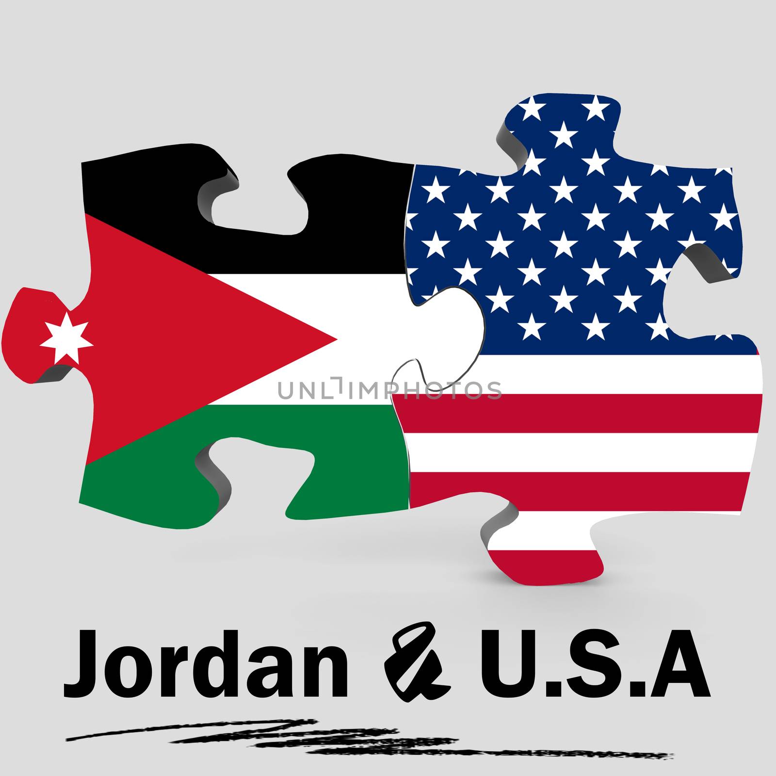 USA and Jordan flags in puzzle by tang90246