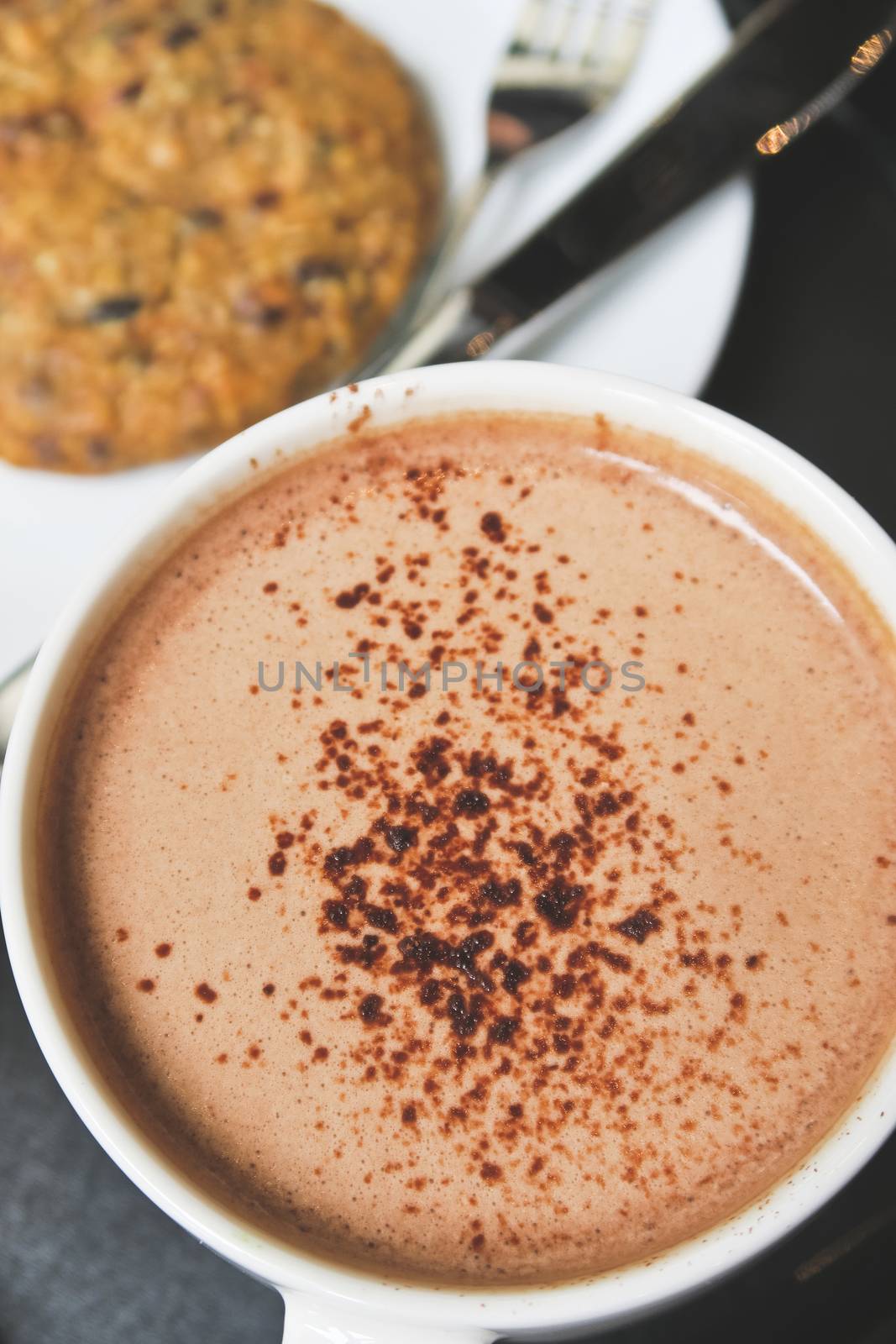 close up of hot chocolate drink background