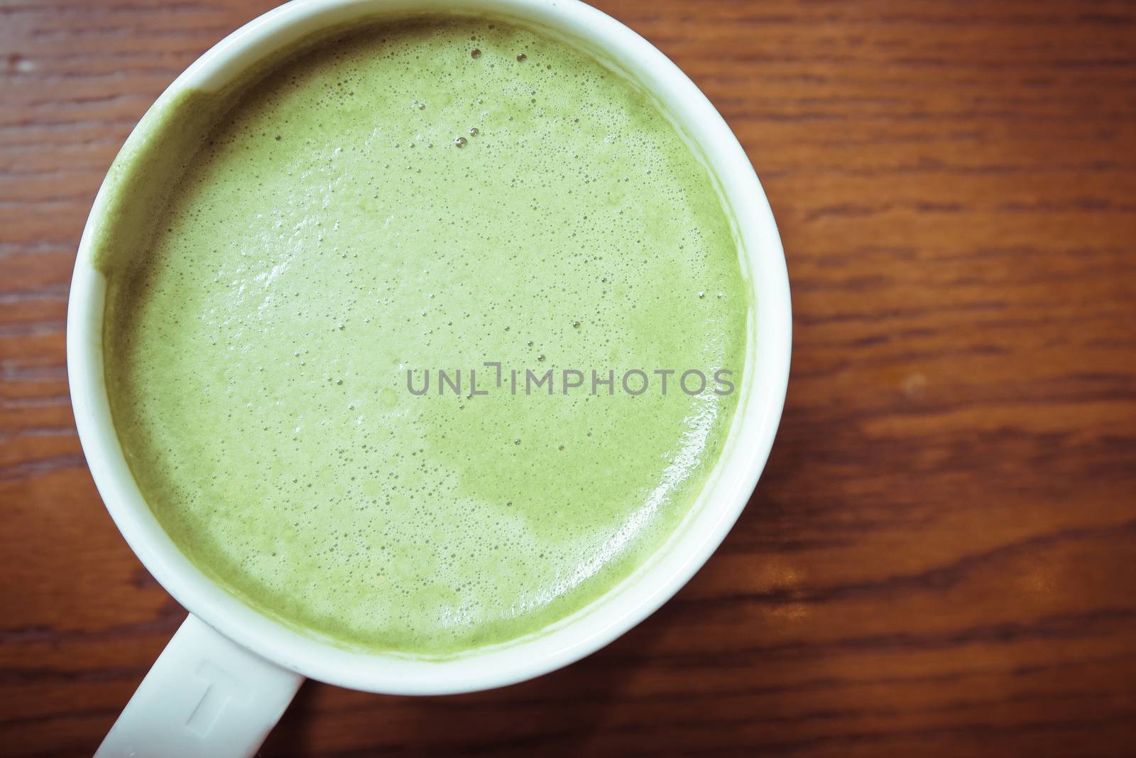 Close up Greentea matcha latte background