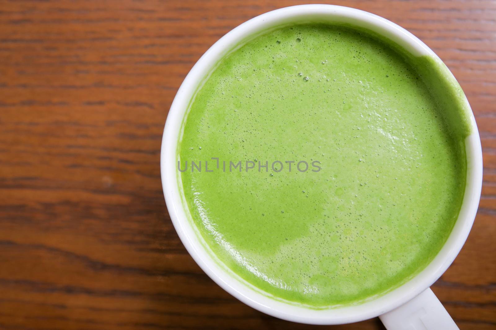 Close up Greentea matcha latte background