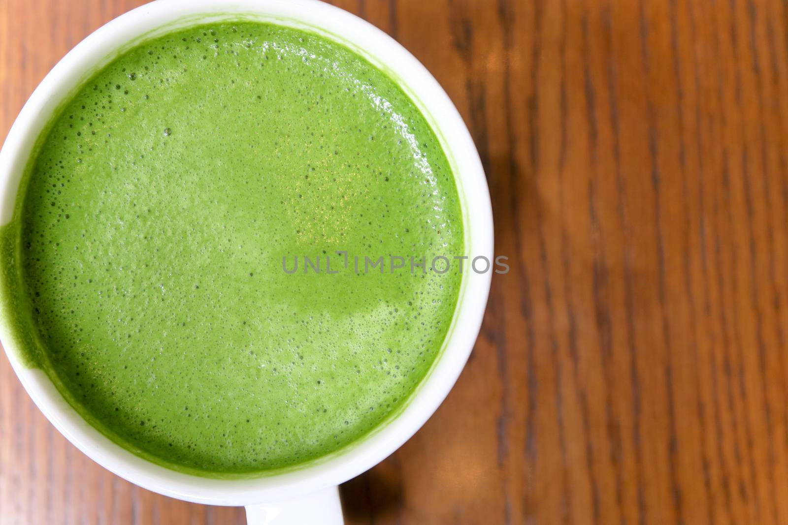 Close up Greentea matcha latte background