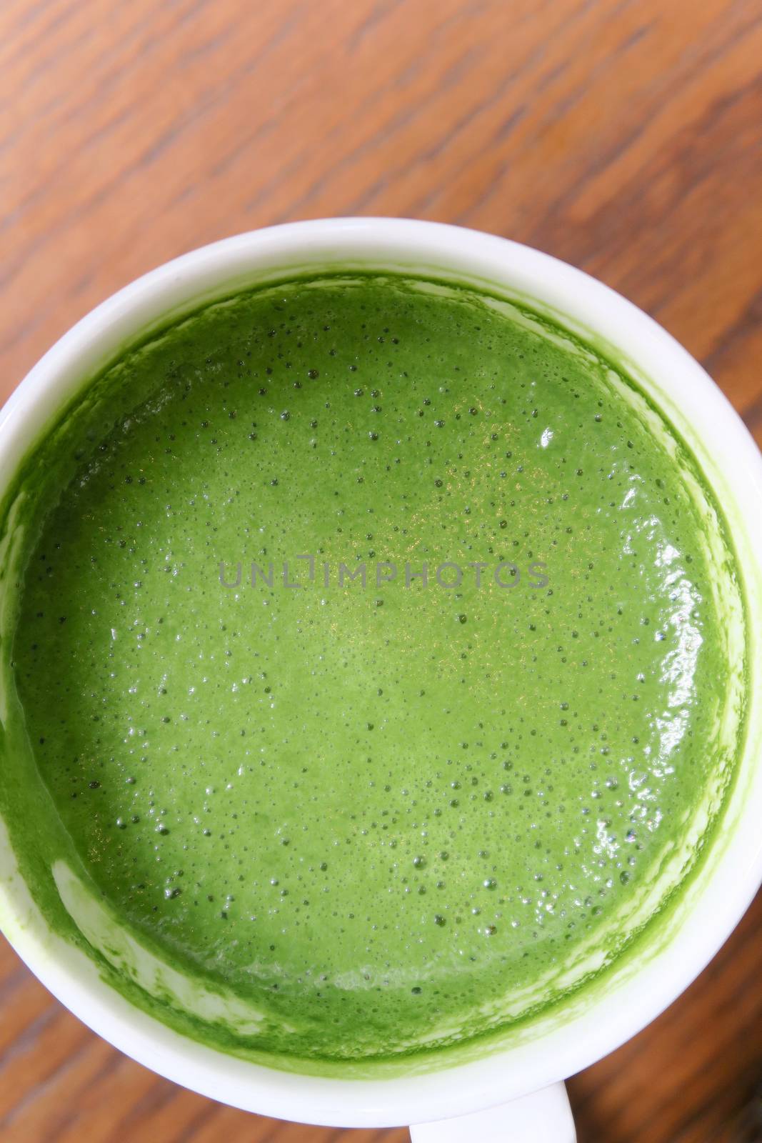 Close up Greentea matcha latte background