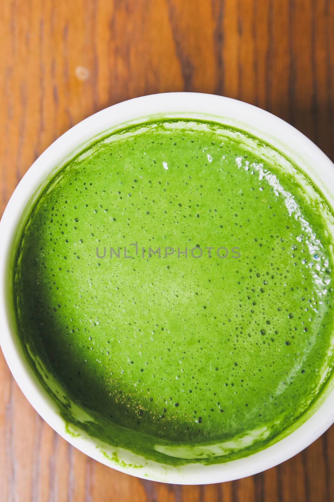 Close up Greentea matcha latte background