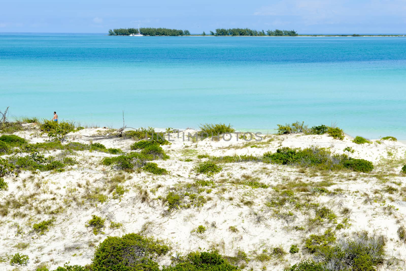 Cayo Guillermo, Cuba - 16 january 2016: people walking in clear water of Cayo Guillermo beach, Cuba