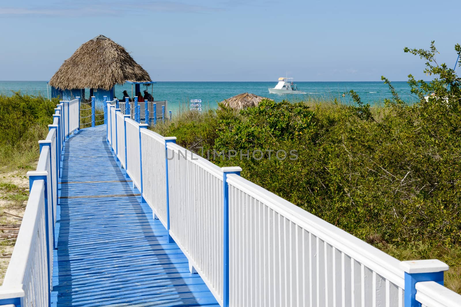 Cayo Guillermo, Cuba - 16 january 2016: people drinking on a hut bar at Cayo Guillermo beach, Cuba