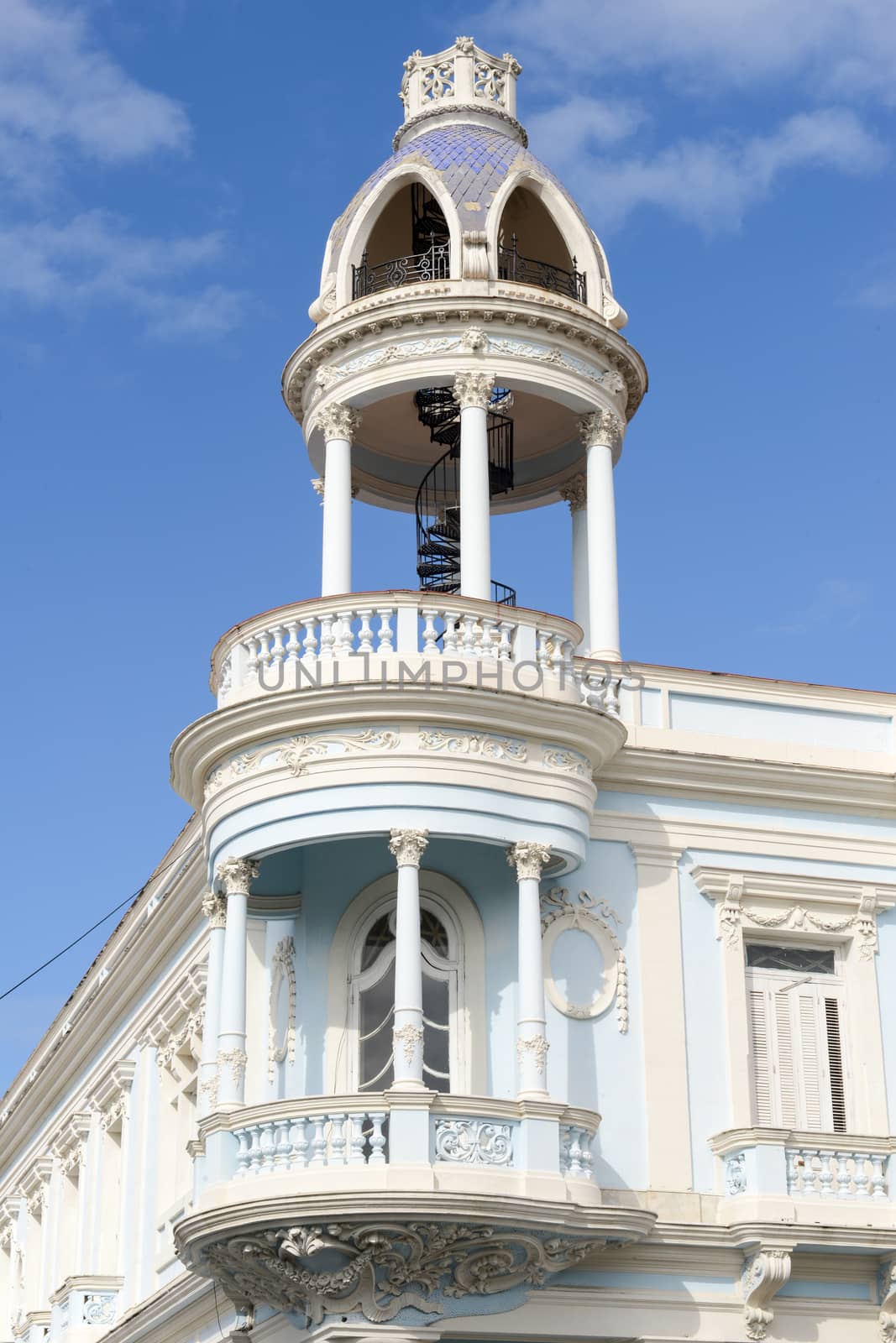 Cienfuegos, Cuba - 18 january 2016: Cuban colonial architecture - Old Town of Cienfuegos (UNESCO World Heritage Site).