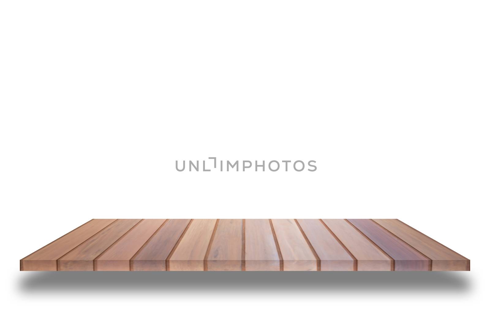 Brown wooden shelf isolated on white background by punsayaporn