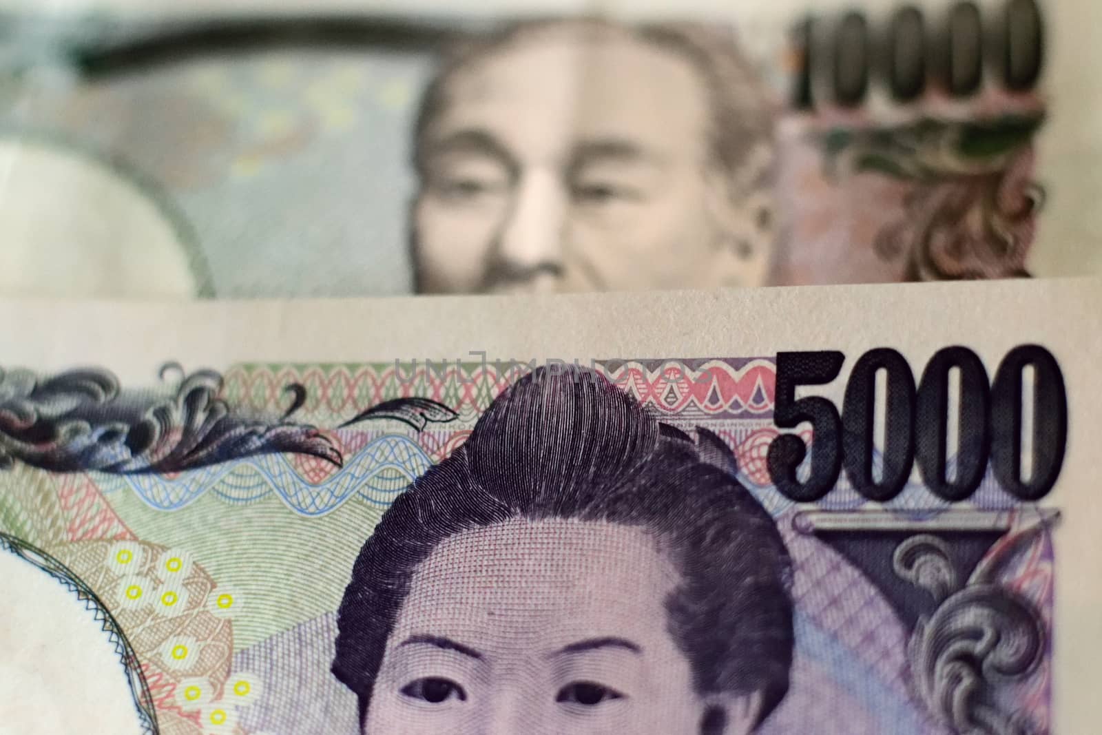 Background of Japanese Currency Yen in horizontal frame