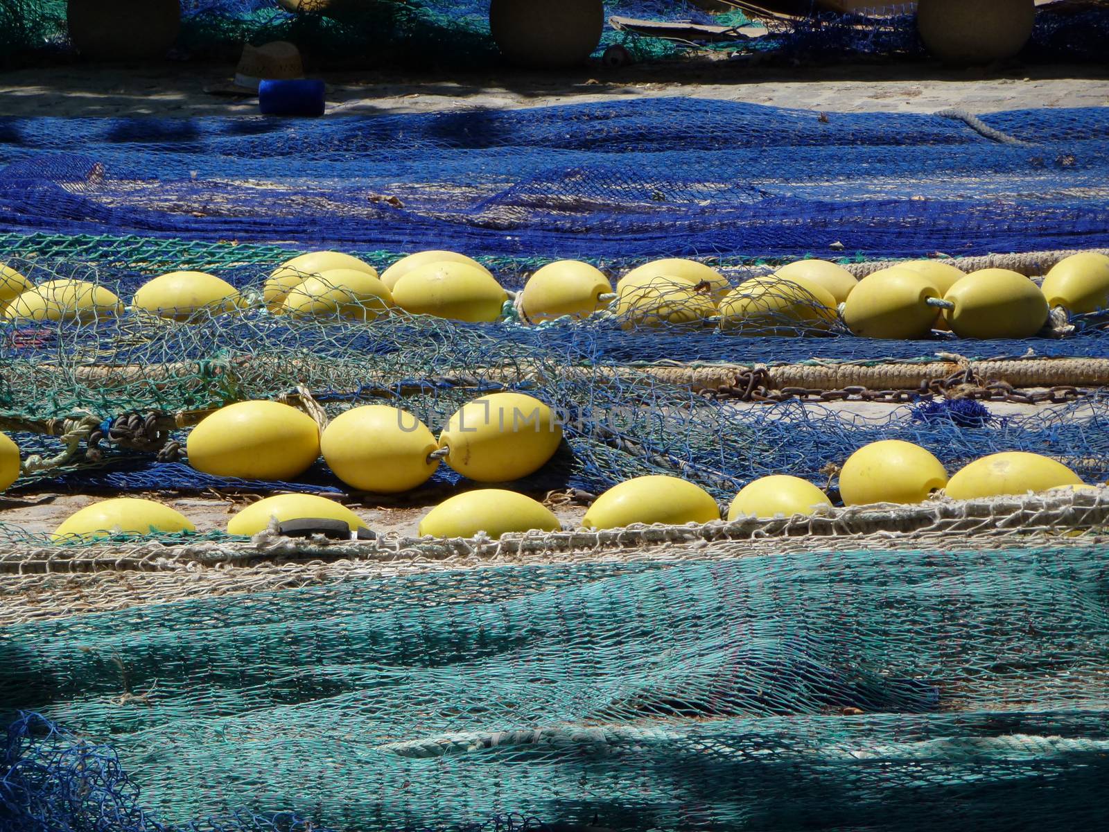 Colorfull Fishing nets photographed in afternoon sun