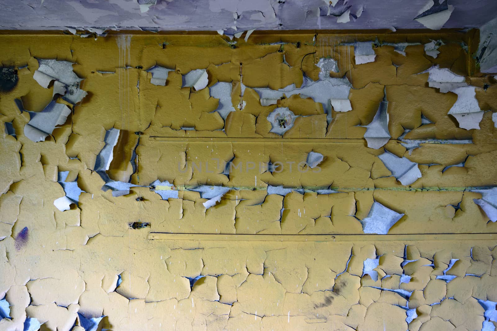 wide angle view of an old wall abandoned factory building