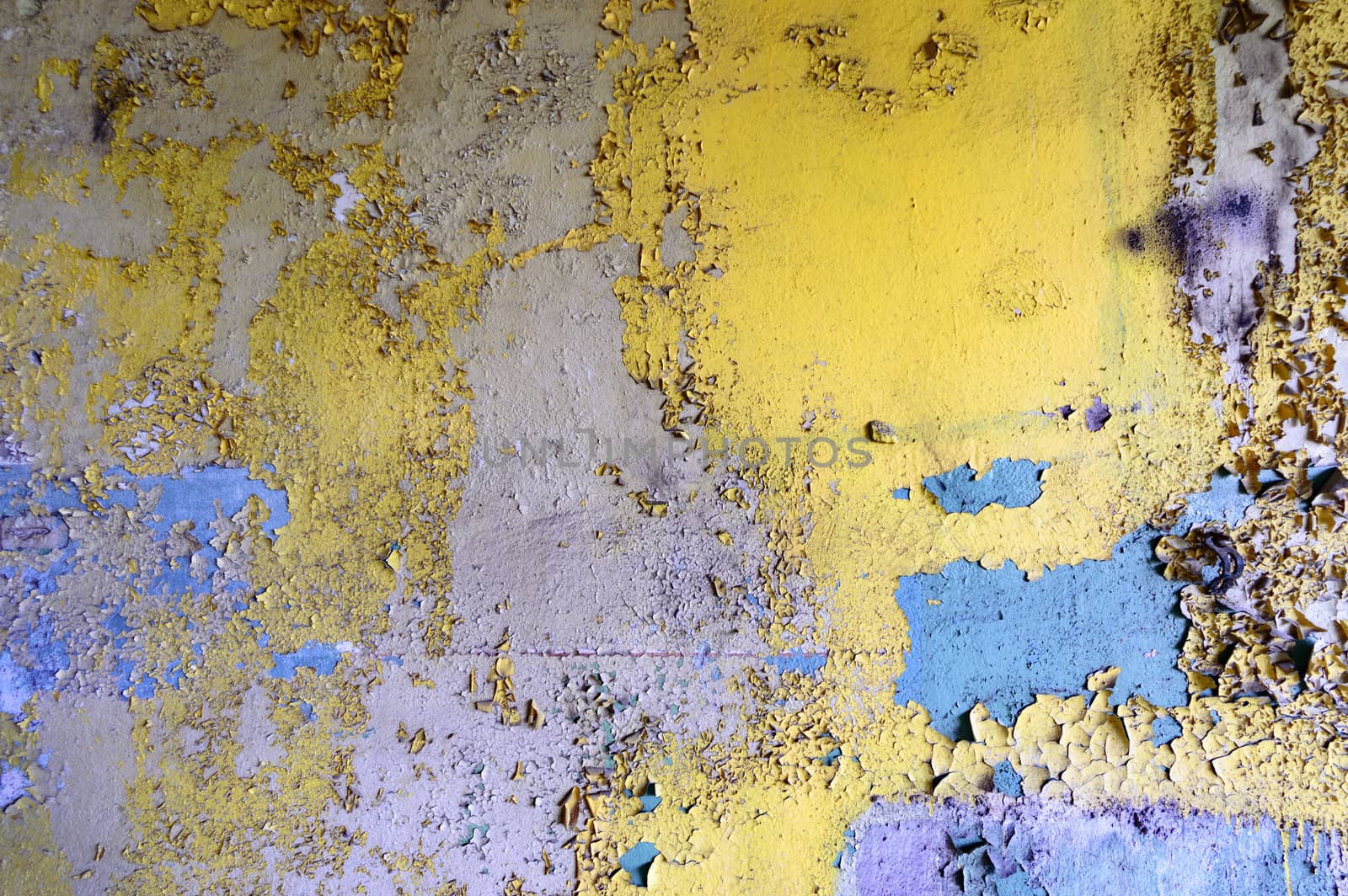 wide angle view of an old wall abandoned factory building