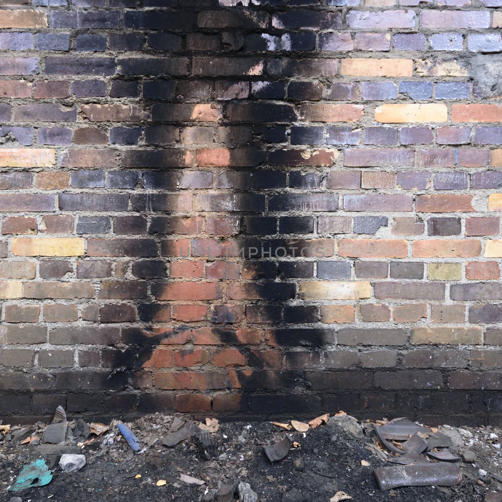 wide angle view of an old wall abandoned factory building