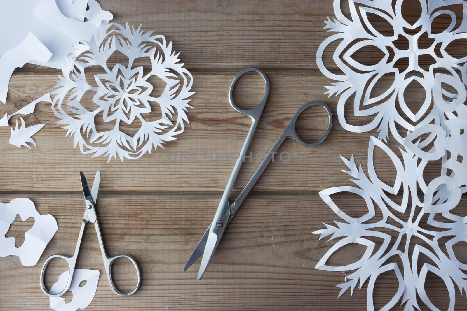 handmade paper snowflakes and scissors by liwei12