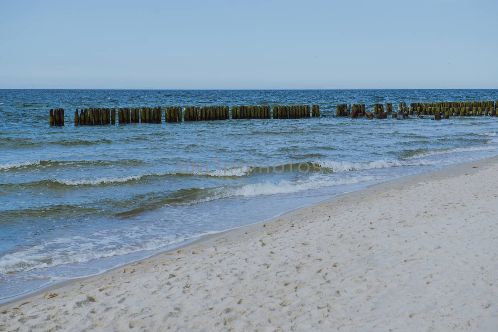 Breakwaters in the Baltic Sea in summer