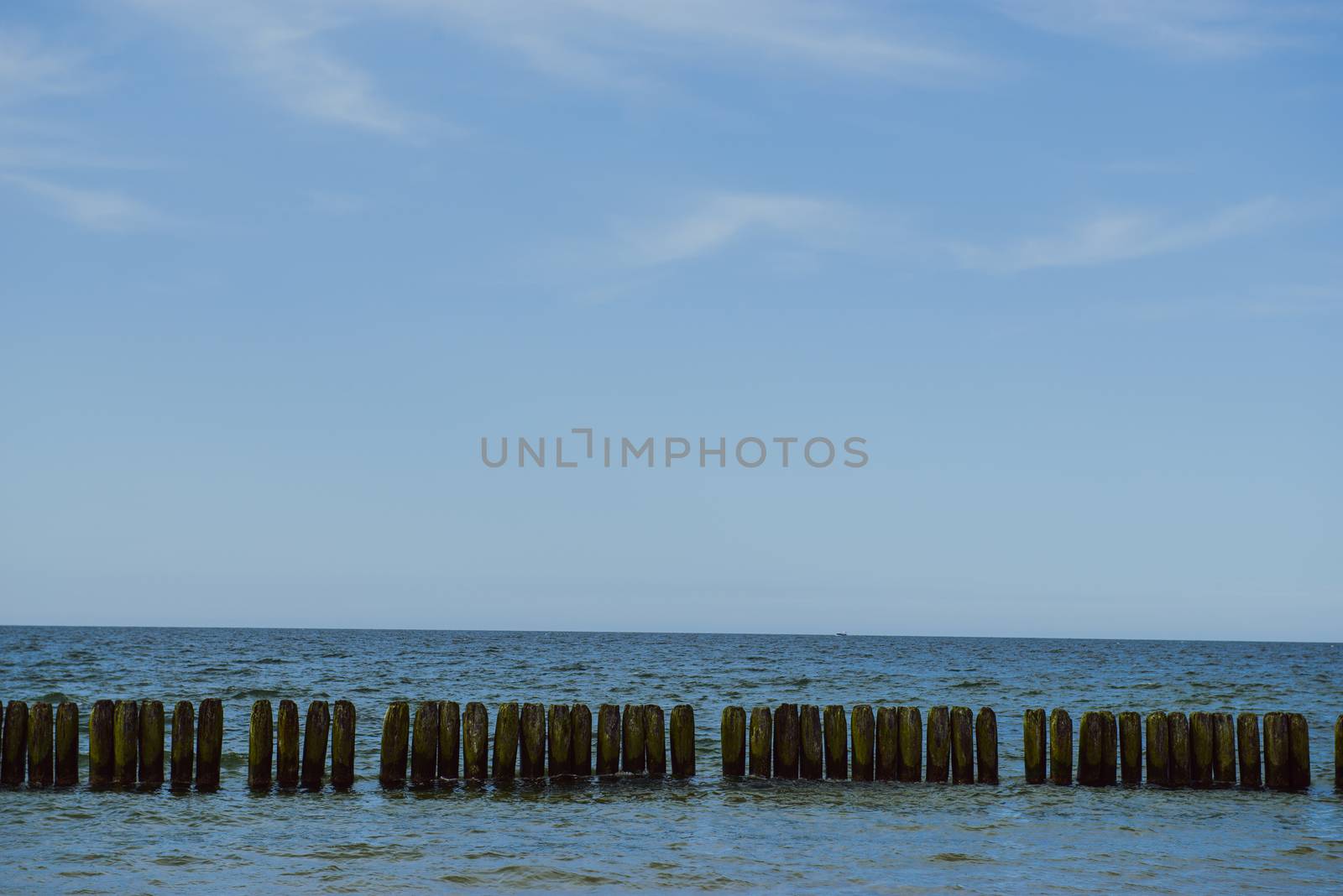 Breakwaters in the Baltic Sea in summer