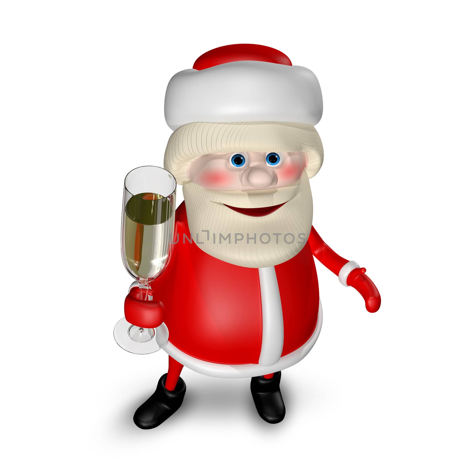 3D Illustration of Santa Claus with  Glass of Champagne by brux