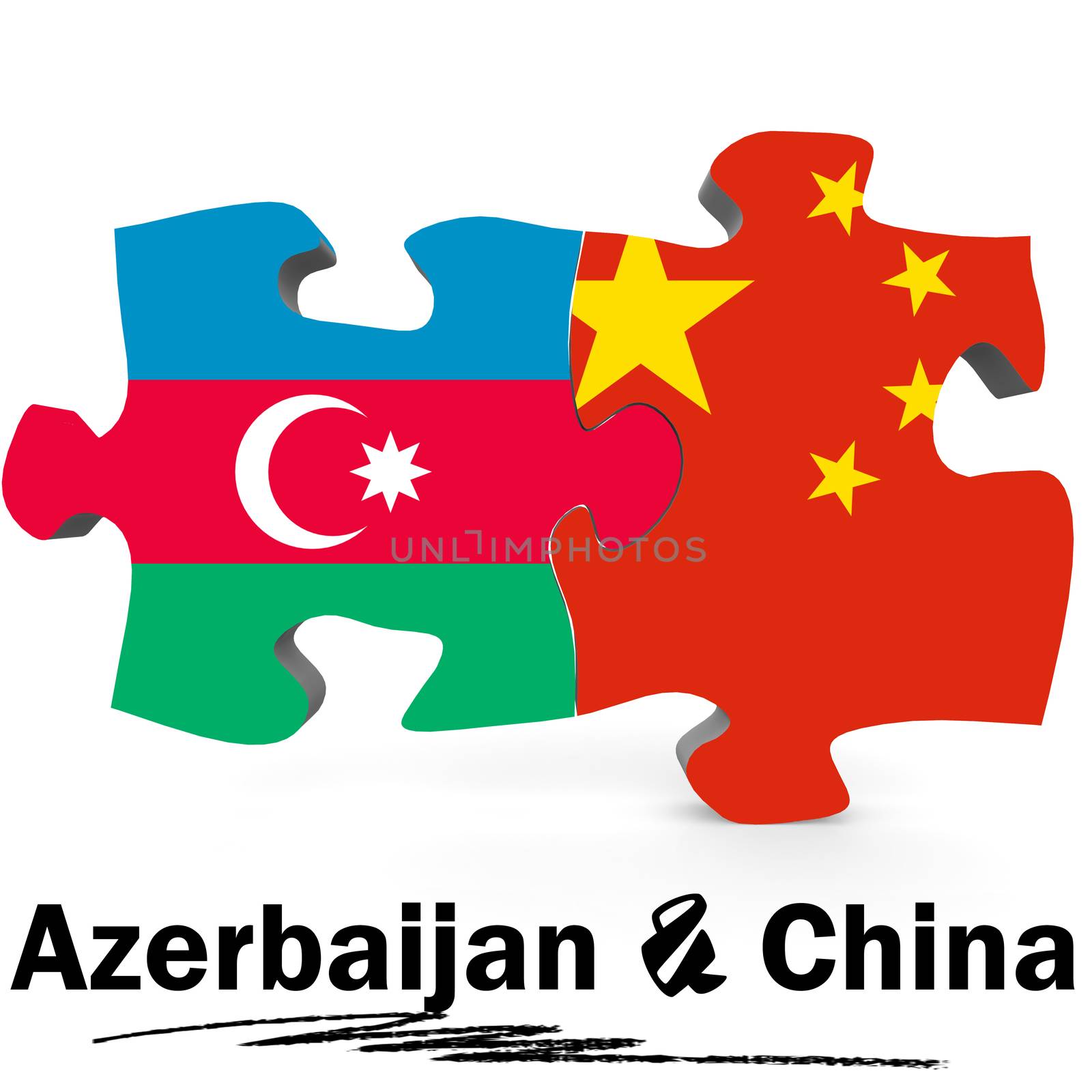China and Azerbaijan flags in puzzle by tang90246