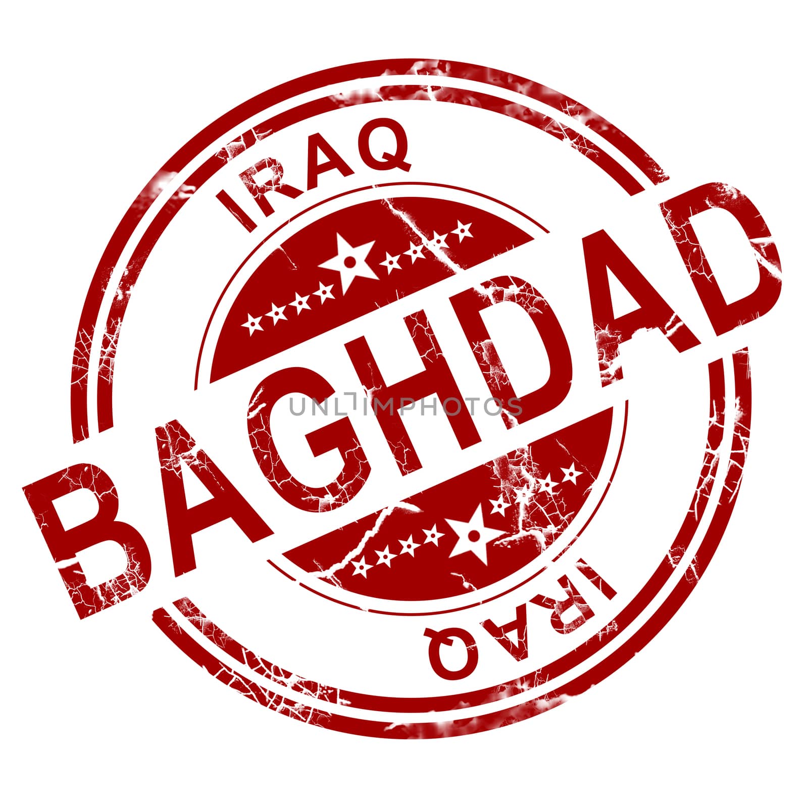 Red Baghdad stamp with white background, 3D rendering
