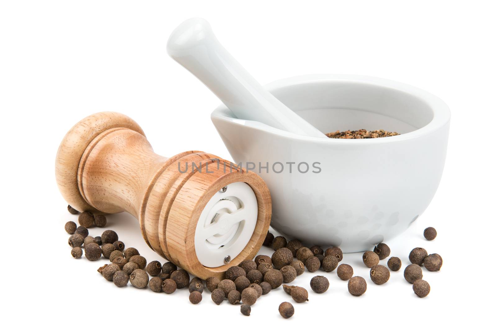 kitchen equipment for grinding spices isolated on a white background