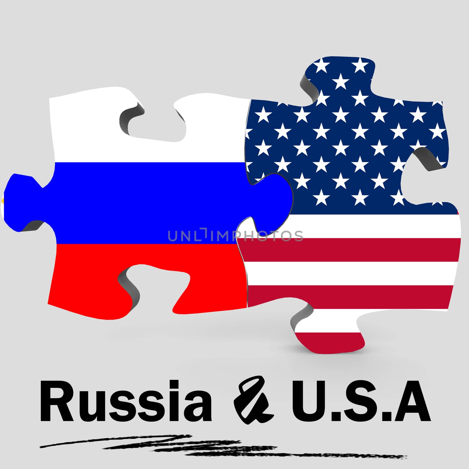 USA and Russia flags in puzzle by tang90246