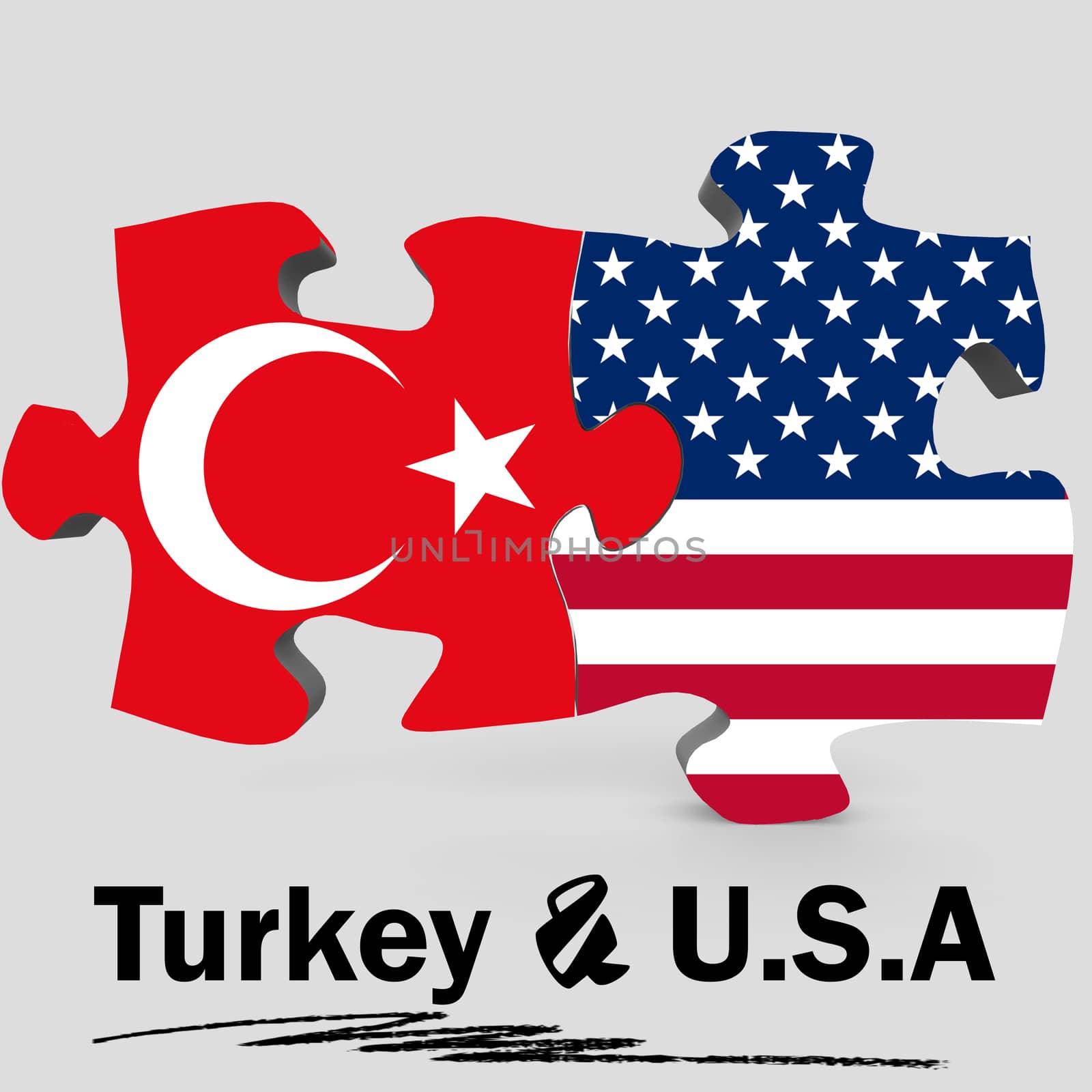 USA and Turkey flags in puzzle by tang90246
