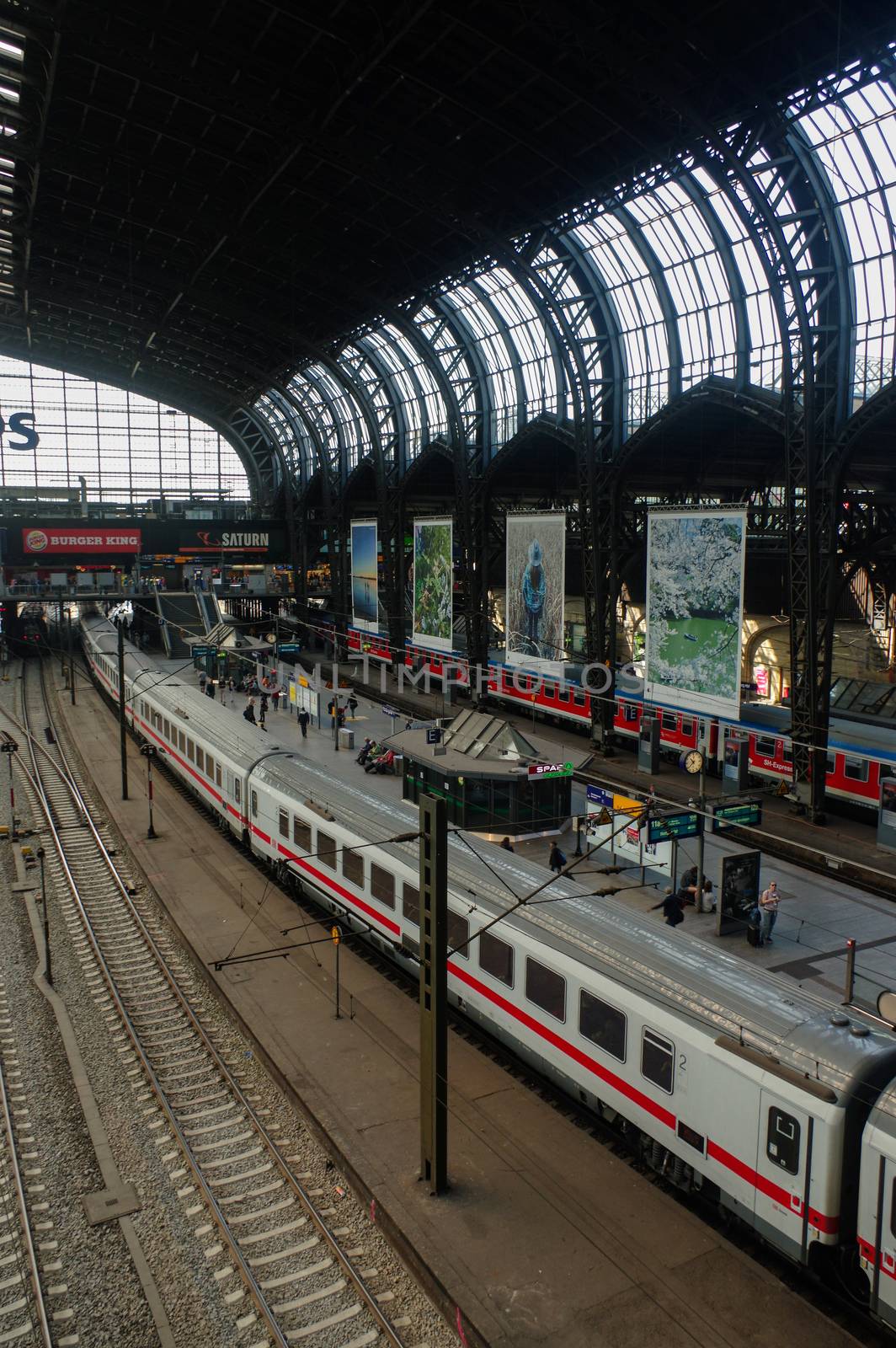 HAMBURG, GERMANY - JULY 18, 2015: Hauptbahnhof in Hamburg, Germany. It is the main railway station in the city, the busiest in the country and the second busiest in Europe.