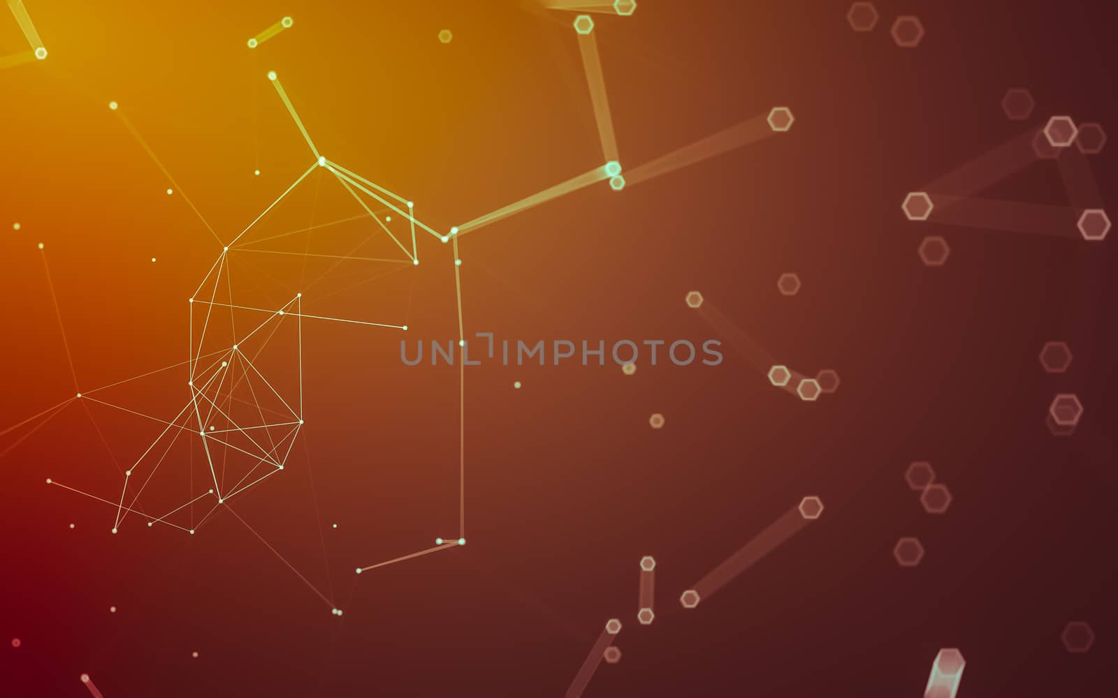 Abstract polygonal space low poly dark background with connecting dots and lines. Connection structure. 3d rendering