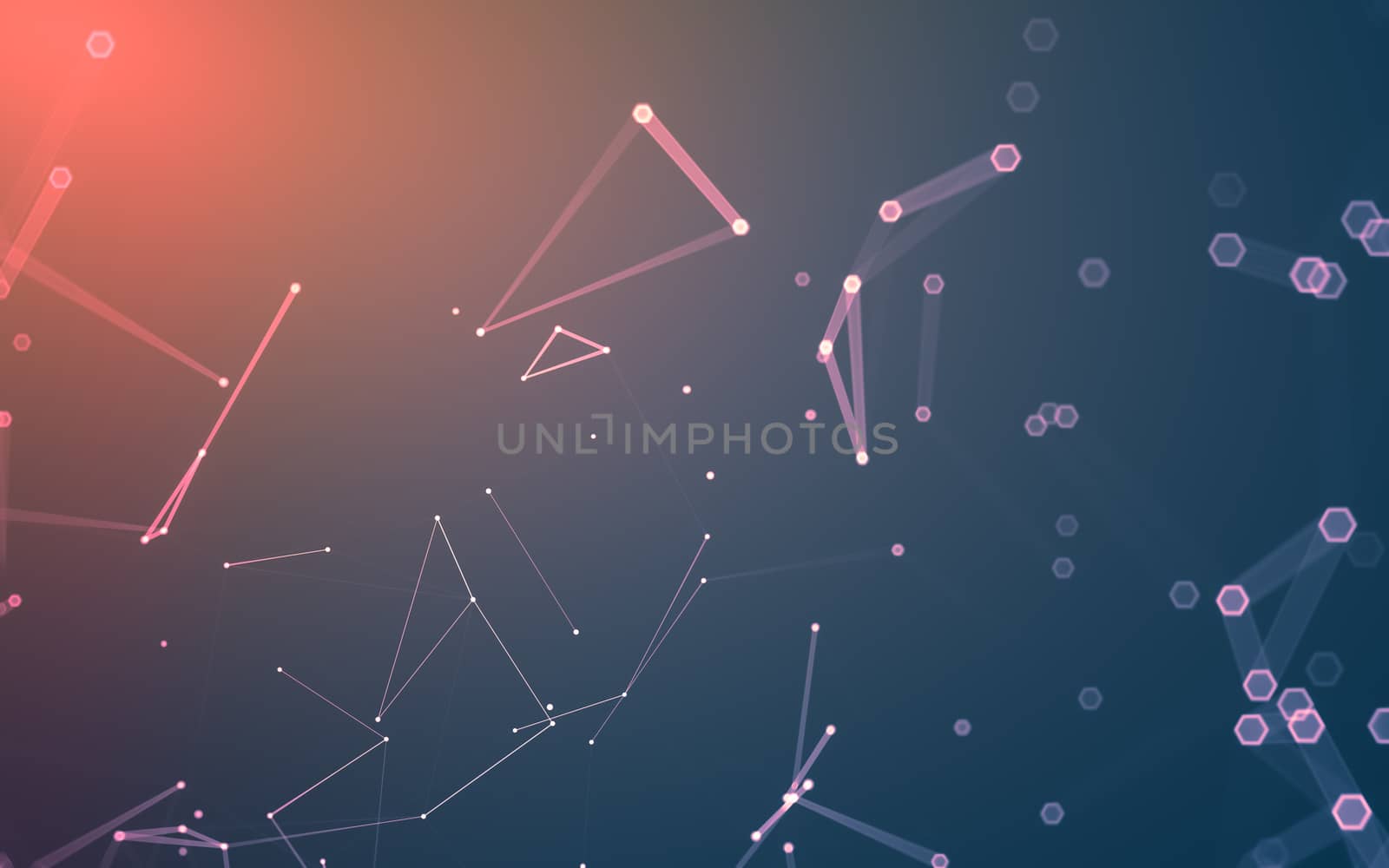 Abstract polygonal space low poly dark background with connecting dots and lines. Connection structure. 3d rendering