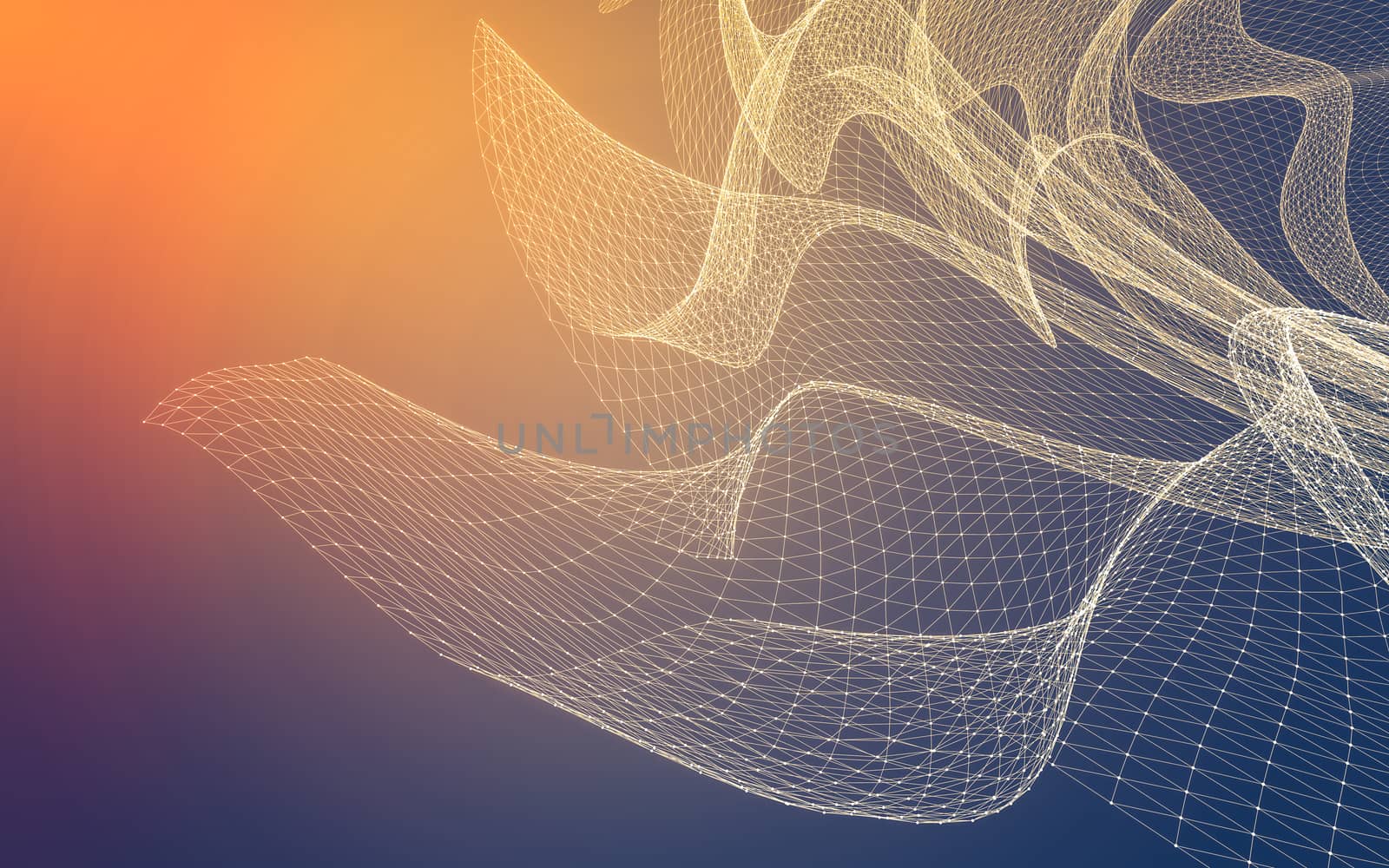 Abstract polygonal space low poly dark background with connecting dots and lines. Connection structure. 3d rendering