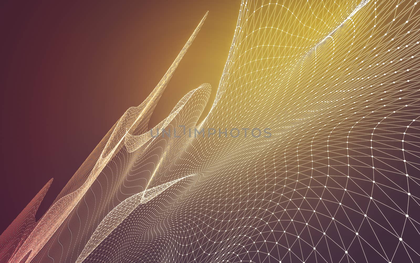 Abstract polygonal space low poly dark background with connecting dots and lines. Connection structure. 3d rendering