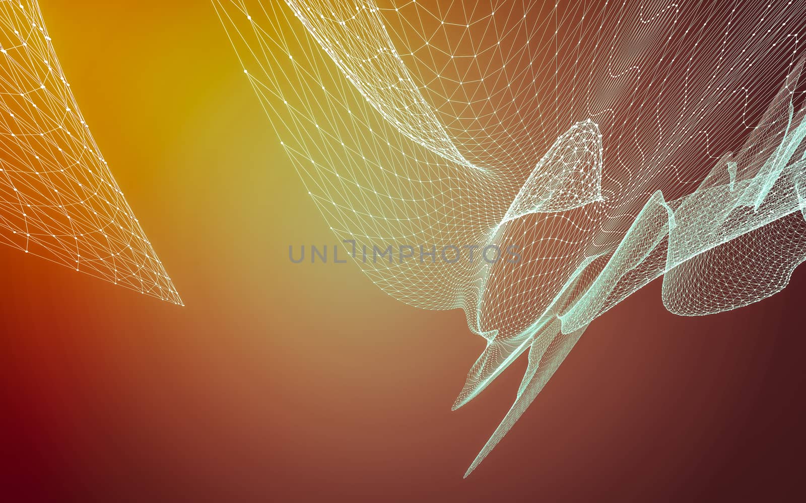 Abstract polygonal space low poly dark background, 3d rendering by teerawit