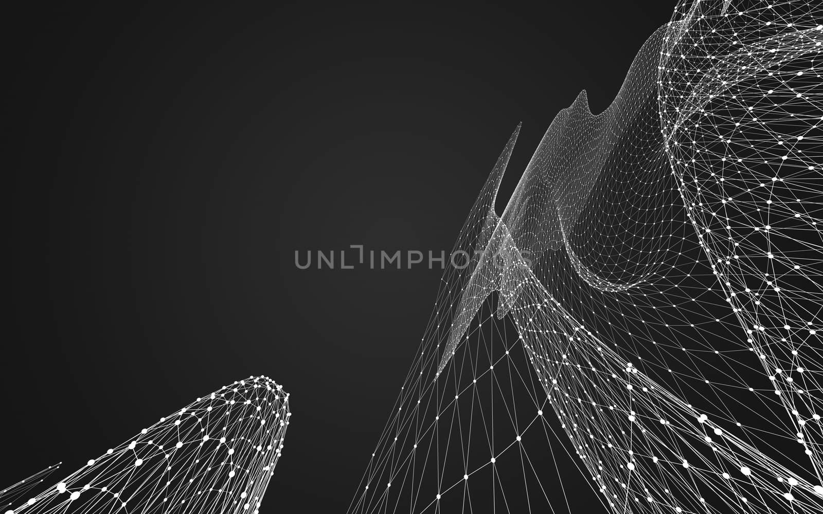 Abstract polygonal space low poly dark background, 3d rendering by teerawit